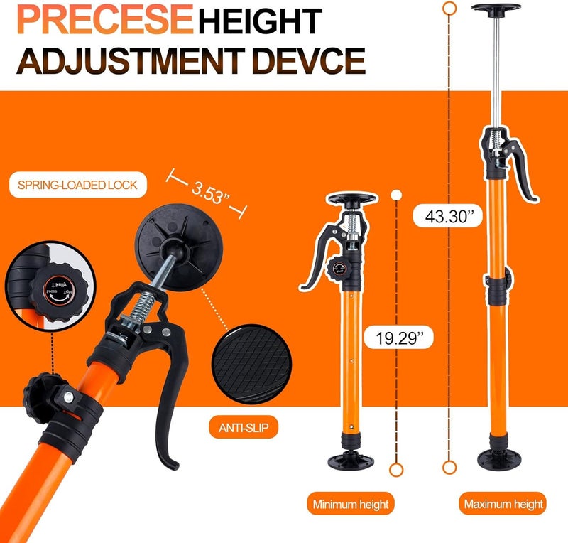 Tikelly Cabinet Jack for Installing Cabinet Support Rod 3rd Hand Support System Adjustable Support Pole,Extend from 19.29 inch to 43.30 inch,Orange 4 Pack - Image 2